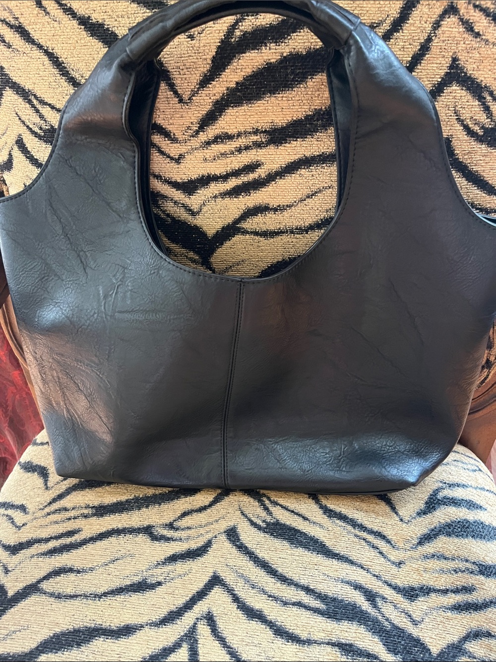 Ah-dorned  Vegan Classic Black Leather Tote Bag - Women Exceptional!